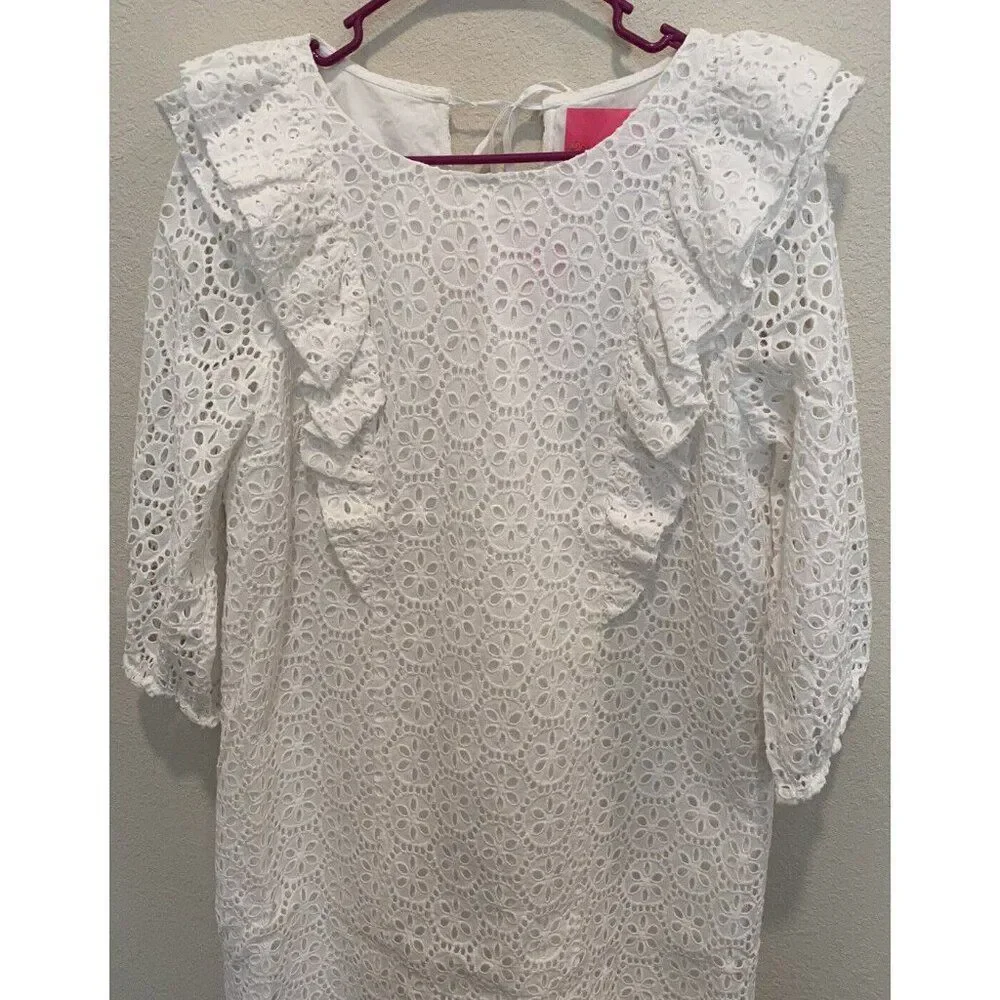 Lilly Pulitzer Dress White Size Large NWT $218 Resort Lace Embroidered Bride - Picture 4 of 11